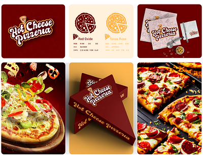 Hot Cheese Pizzeria - Logo and Brand Identity Design branding cheese design food graphic design illustration logo minimal pizza red restaurant typography vector white yellow