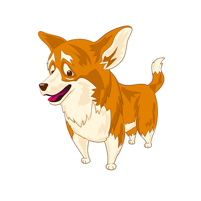 Мультяшный нашкодивший корги. mischievous corgi