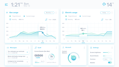 Utilities Application Dashboard and UI Design clean design minimal modern sleek ui