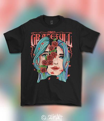 Gratefully t-shirt design artwork available for purchase branding clothing design flowers graphic design illustration streetwear design t shirt design