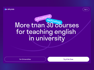 Skyes for University cover edtech landing ui