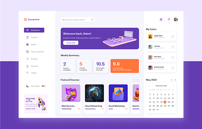 Dashboard UI Design for E-Learning Platform (Sycamore) branding dashboard dashboardui elearning productdesigner ui uidesign uiux ux uxdesign uxui
