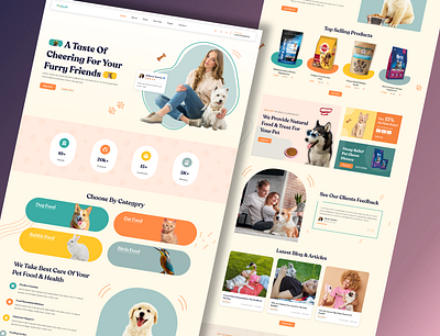 Pet Food Ecommerce Landing Page cat food design dog food ecommerce landing page mobile app modern pet care pet pet care pet food pet website trendy design typography ui uiux ux vector web design website woocommerce