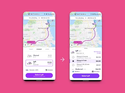 Lyft Mode Selector Modifiers Hackathon Ideation to Launch android bikeshare collaboration context easy fast hackathon intuitive lyft mod modifier optimize redesign rideshare simple space speed ui user friendly ux