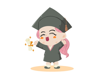 Girl Graduation Gown Cap Illustration cap ceremony girl gown graduation illustration school student university vector