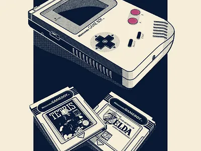 Nintendo Game Boy duo tone game game boy gameboy halftone nintendo retro stipple
