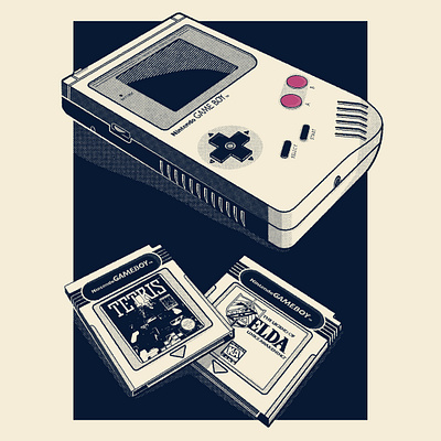 Nintendo Game Boy duo tone game game boy gameboy halftone nintendo retro stipple