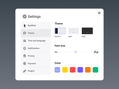 Theme Settings design system