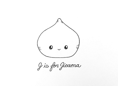 Day 100-365 J is for Jicama 365project cute illustration ink jicama kawaii