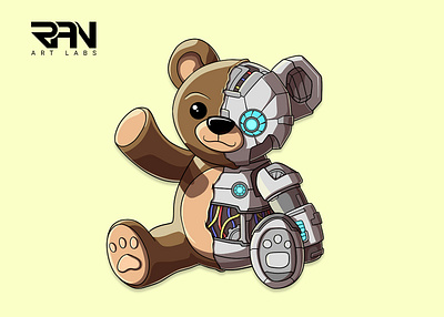 Cute evil teddy bear cartoon mascot character design art cartoon character cute mascot cute teddy bear evil teddy bear mascot robot teddy bear