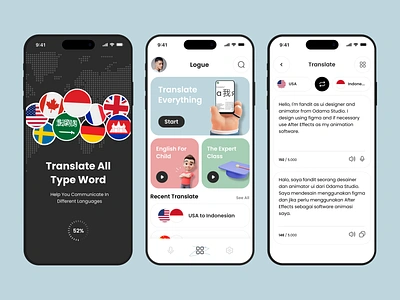Logue - Translator Mobile App chat course dictionary english flutter language learn mobile mobile app translate translator voice word world