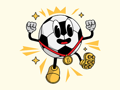 Fotbol - Winner cartoon champion design flat football goal graphic design illustration soccer vector vintage winner