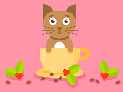 Cat and coffee digital art flat design graphic design illustration 2d kidlit vector vector graphics