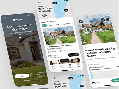 StayHub - Vacation Rentals & Experiences adventure airbnb app design clean clean design destination minimalist mobile mobile app mobile app design mobile ui tourism travel travel agency travel app travel service traveler traveling trip ui