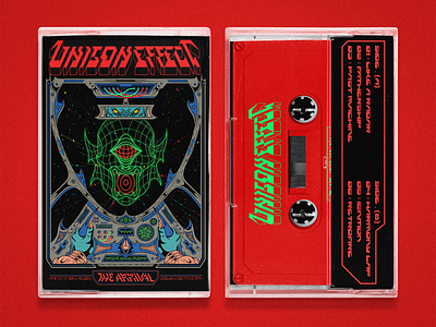 Unison Effect Cassette adobe album alien artwork band chrisrw cover design graphic design illustration monster music scifi spaceship synthesizer