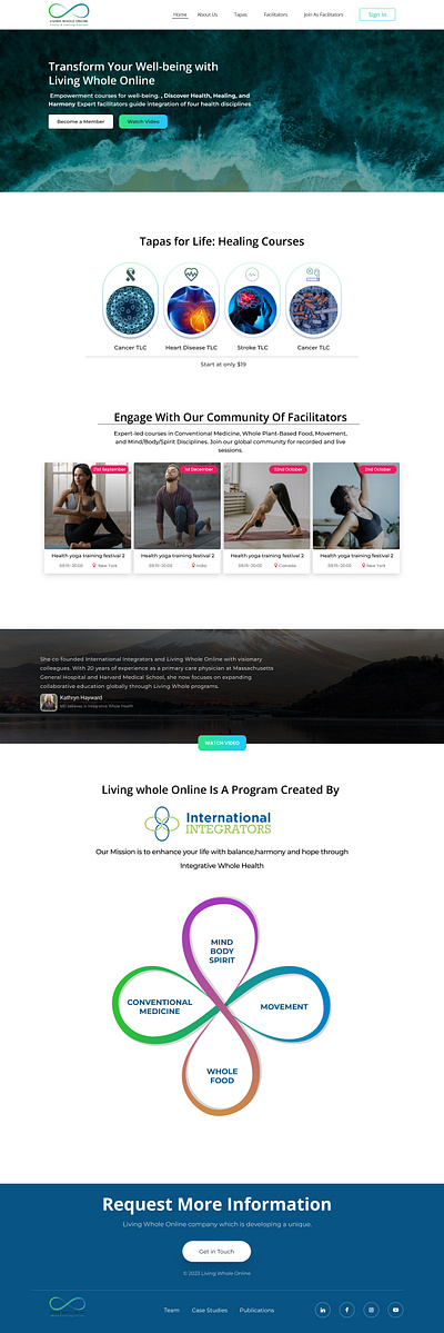 Living Whole Online Redesign web branding figma meditation online class ui yoga