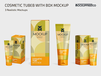 Cosmetic Tube With Box Mockup box boxes cosmetic cosmetics mock up mockup mockups photoshop product psd template templates tube