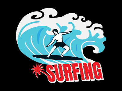 Surfing Holiday T-shirt Design design graphic design graphics design graphics t shirt design illustration sea beach sea wave surfing design t shirt t shirt design typography typography t shirt design