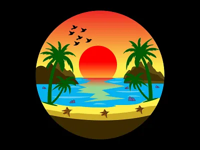 Summer Illustration T-shirt Design design graphic design graphics design graphics t shirt design illustration summer illustration sunset sunshine t shirt t shirt design tree vector typography typography t shirt design