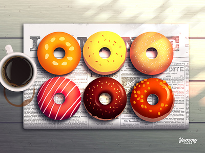 Donuts card culture deco discovery dish donuts expression food good gradient illustration lifestyle photoshop postcard poster print tasty travel us visual