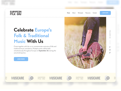 Website Design for a Folk Music Event clean concert website design folk day folk music folk music event hero section home page landing page live music website minimalism music website trending ui ui design web web design website website design