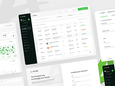 Attiro - Orders Dashboard branding customers dashboard data design filter management navigation orders platform product shop sidebar store table ui ux