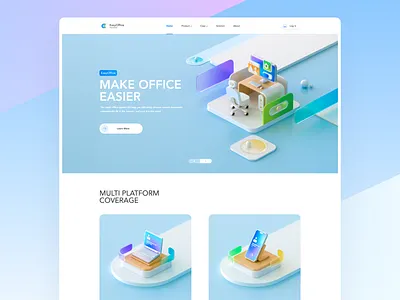 EasyOffice - WEB Design 3d 3d modeling c4d collaborate computer efficiency office rendering scene software ui web