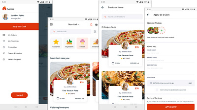 Homie Food Delivery - App UI Design branding design illustration product design ui ux