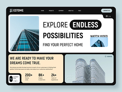 Estome - Realestate Landing page apartment customers design explore figma home house illustration landing page logo main page online property realestate ui ux vector web web page website