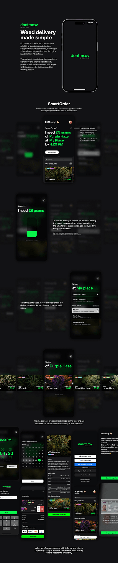 App Concept | Dontmoov by Hubert Weeds 420 app cannabis design ios iphone sketch ui ux weed