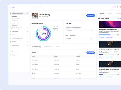 Employee Dashboard - ICEHRM crm crm design dashboard dashboard design design employe profie figma figma design hrm hrm design lms profile design prototype recruitment design ui design uiux uiux design user experience design user interface design ux design