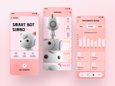 Robot Gadget Mobile App 3d 3d design app app design experience gadget mobile ui robot statistics the chart ui ui design ux