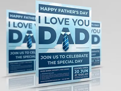 Father’s Day Party Flyer Template celebrate dad day design events father flyer happy illustration leaflet logo party poster