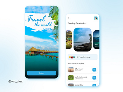 Travel the World 3d app appdesign application brightcerulean colorcombination design destination explore figma mobile mobileapp travel trendingdestination typography ui uiux ux vm uiux world