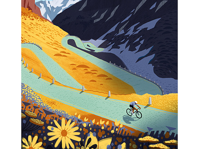 Gotthard mountain pass cycling cyclist gerhard van wyk illustration landscape mountain photoshop sport switzerland