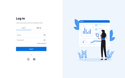 Log in page blue design design system illustration log in log in page search sign in ui ui kit