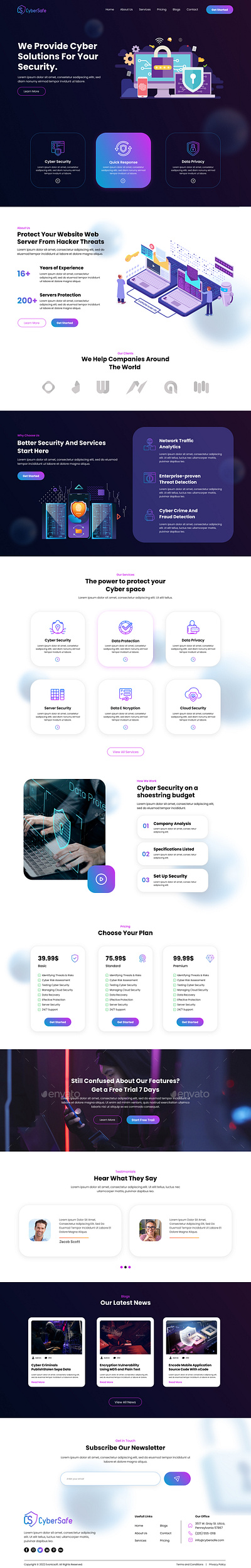 CyberSafe - Cyber Security Service Elementor Template Kit branding cyber security design idea graphic design internet security online privacy security software security solution telecom security ui ux web protection website