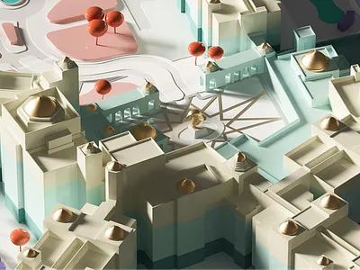 St. Regis | Augmented Reality Map 3d ar augmented reality blender design hotel interaction island luxury map minimal qatar technology ui