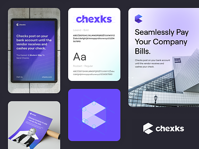 Chexks - Brand Implementation banner brand brand identity branding branding design business business card card name clean color company design finance graphic design identity logo minimal mockup poster poster design