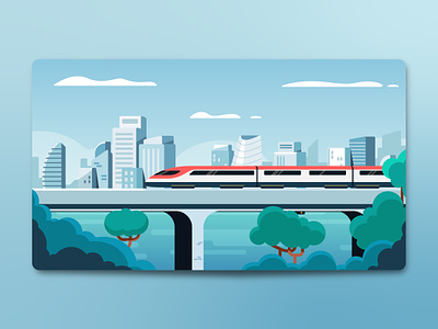 Daytime City Train city illustration colorful flat illustration illustration illustration art train vector illustration