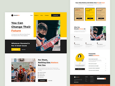 "REACHERS" Charity Landing Page branding charity design donation faq footer fundraising hero landing landing page minimal ngo page questions ui ui design ux website why us