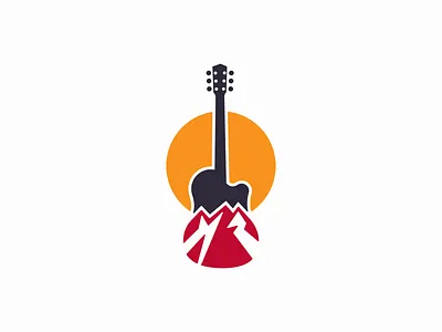 Guitar Mountain Logo branding design enterteinment festival fun geometric guitar hiking hobby illustration instrument logo mark moutain music nature outdoor outdoors sun vector