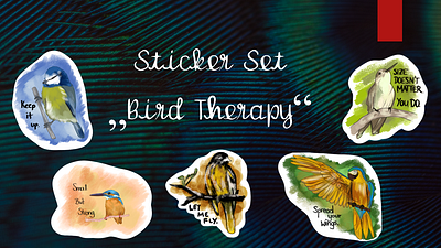 Sticker Set "Bird Therapy" birds colorful design graphic design illustration sticker sticker set