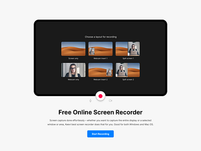 KEEVI - Screen Recoding branding design graphic design landing page minimal online recording screen ui ui design webpage website