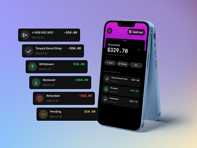 Umoja Pay - Payment States blockchain celo components crypto fintech mobile mockup payment stablecoin states umoja usdc wallet