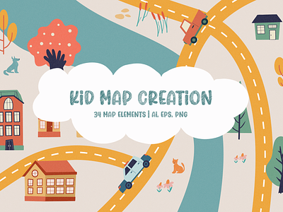 KID MAP CREATION ILLUSTRATION KIT bundle cute illustrations graphic design illustration illustration kit illustrations kid illustrations map map creator nursery