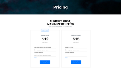 Pricing Page - Responsive components concept dashboard pricing ui design