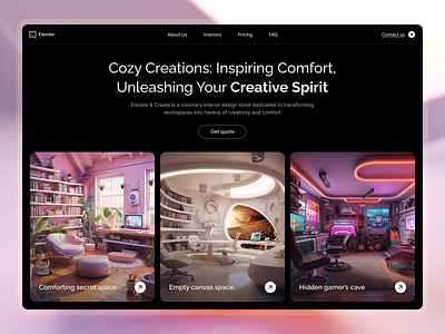 Elevate - interior designs hero page ⚡️🏠 3d 3dvisual clean dark design homepage interior interiordesign layout minimalistic room ui ux
