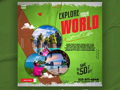 Social Media Travel Poster app banner branding dental design facebook food food banner graphic design illustration instagram logo social media social media banner social media food banner tweet typography ui ux vector