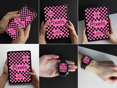 Pixels Set / 6 mockups: part 2 branding design device interface mockup photoshop template ui ux